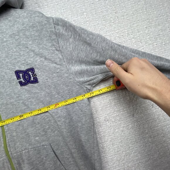 Y2K DC Shoes Full Zip Hoodie Men S Logo Gray Purple Skateboarding Grunge Read - Picture 11 of 16